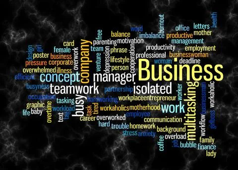Word Cloud with BUSYNESS concept create with text only Stock Illustration