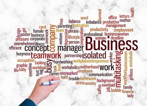 Word Cloud with BUSYNESS concept create with text only Stock Illustration