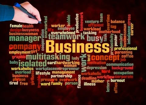 Word Cloud with BUSYNESS concept create with text only Stock Illustration