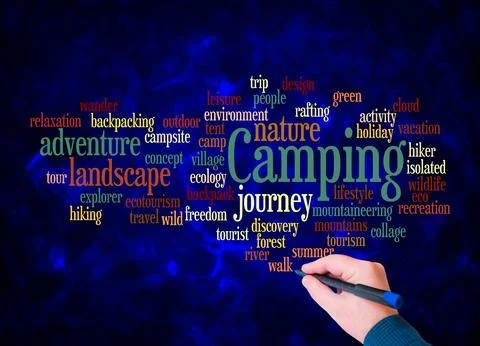Word Cloud with CAMPING concept create with text only Illustrazione stock