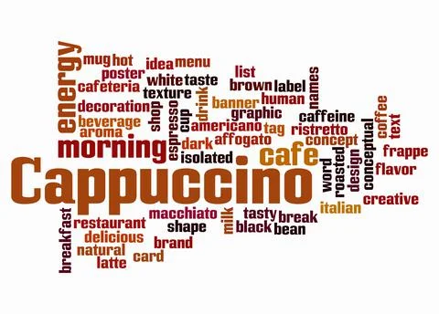 Word Cloud with CAPPUCCINO concept create with text only Stock Illustration