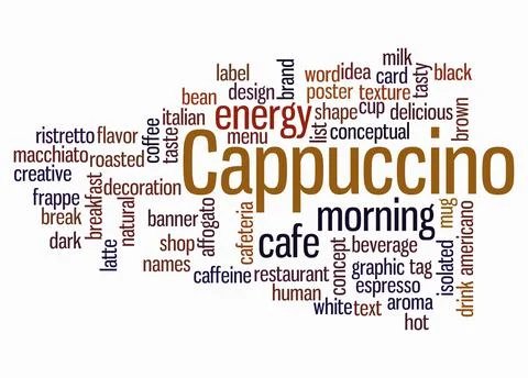 Word Cloud with CAPPUCCINO concept create with text only Stock Illustration