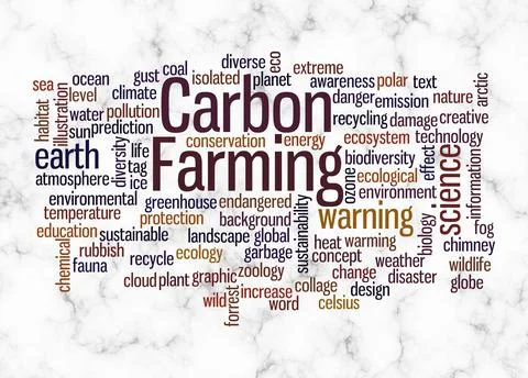 Word Cloud with CARBON FARMING concept create with text only Stock Illustration