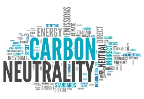 Word cloud carbon neutrality Stock Illustration