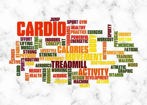Word Cloud with CARDIO concept create with text only Stock Illustration