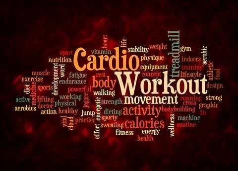 Word Cloud with CARDIO WORKOUT concept create with text only Stock Illustration