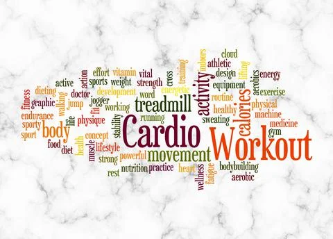 Word Cloud with CARDIO WORKOUT concept create with text only Stock Illustration