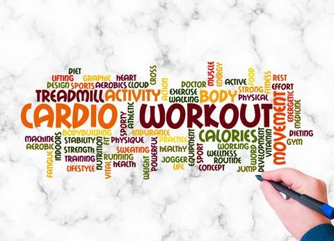 Word Cloud with CARDIO WORKOUT concept create with text only Stock Illustration