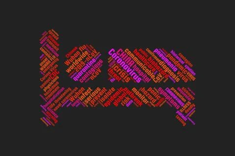 Word cloud of China's Wuhan flu epidemic Stock Illustration