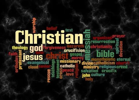 Word Cloud with CHRISTIAN concept create with text only Stock Illustration