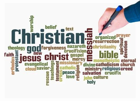 Word Cloud with CHRISTIAN concept create with text only Stock Illustration