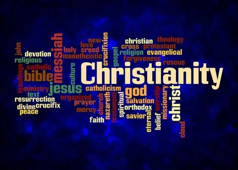 Word Cloud with CHRISTIANITY concept create with text only Stock Illustration