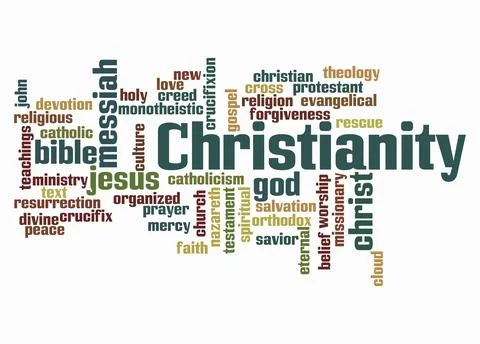 Word Cloud with CHRISTIANITY concept create with text only Illustrazione stock