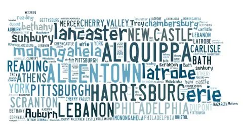 Word cloud with cities in Pennsylvania Stock Illustration