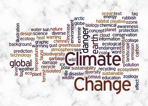 Word Cloud with CLIMATE CHANGE concept create with text only Stock Illustration