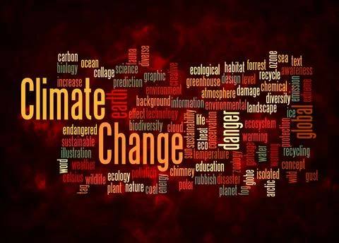 Word Cloud with CLIMATE CHANGE concept create with text only Stock Illustration
