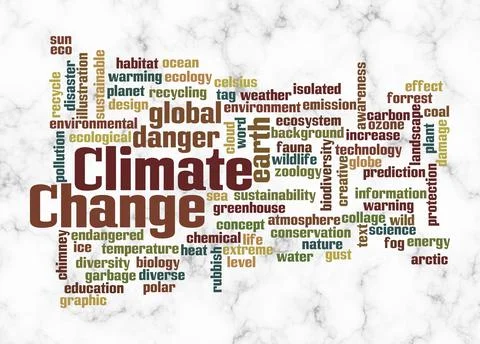 Word Cloud with CLIMATE CHANGE concept create with text only Stock Illustration