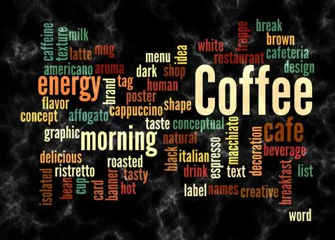 Word Cloud with COFFEE concept create with text only Stock Illustration