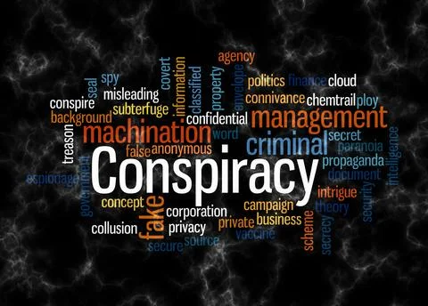 Word Cloud with CONSPIRACY concept create with text only Illustrazione stock