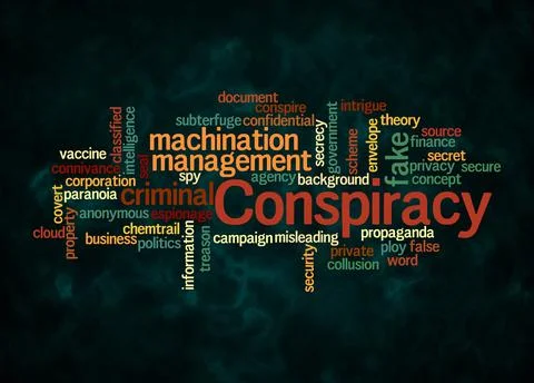 Word Cloud with CONSPIRACY concept create with text only Stock Illustration