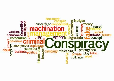 Word Cloud with CONSPIRACY concept create with text only 库存插图