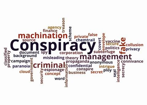 Word Cloud with CONSPIRACY concept create with text only Stock-Illustration