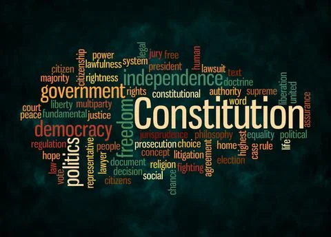 Word Cloud with CONSTITUTION concept create with text only Stock Illustration