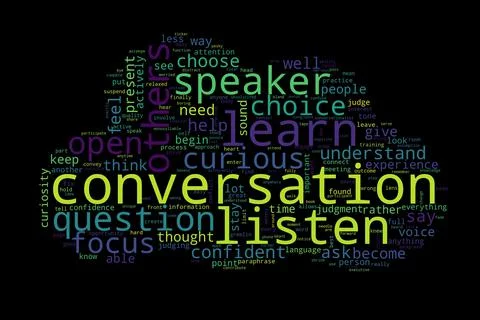 Word cloud of conversation concept on black background. 스톡 일러스트
