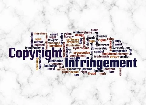 Word Cloud with COPYRIGHT INFRINGEMENT concept create with text only Stock Illustration
