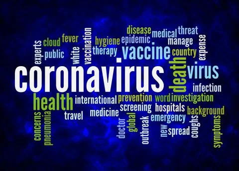 Word Cloud with CORONAVIRUS concept create with text only Stock Illustration