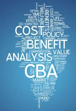 Word cloud cost-benefit analysis Stock Illustration