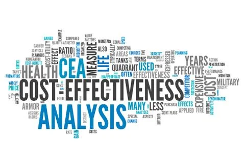 Word cloud cost-effectiveness analysis Stock-Illustration
