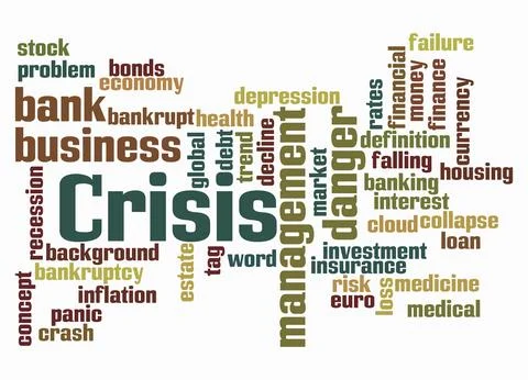 Word Cloud with CRISIS concept create with text only Stock Illustration