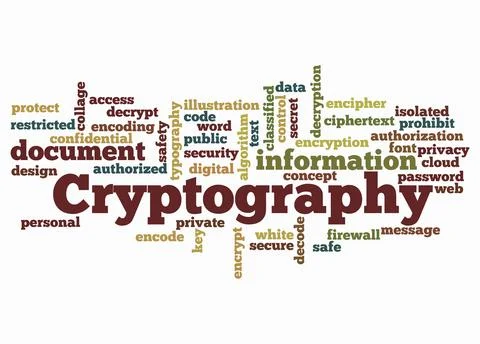 Word Cloud with CRYPTOGRAPHY concept create with text only Illustrazione stock