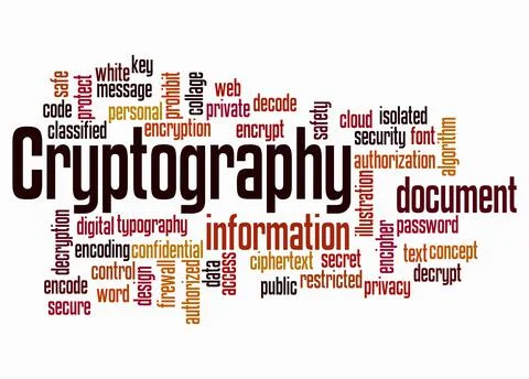 Word Cloud with CRYPTOGRAPHY concept create with text only 스톡 일러스트