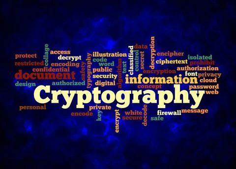 Word Cloud with CRYPTOGRAPHY concept create with text only Illustrazione stock