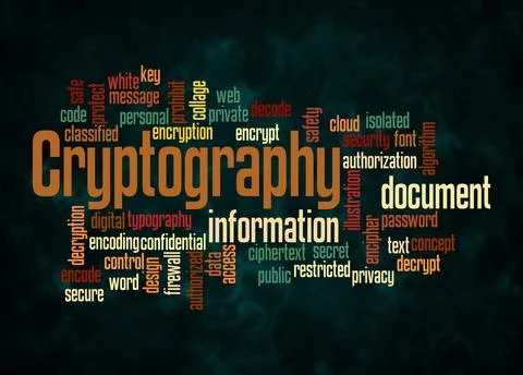 Word Cloud with CRYPTOGRAPHY concept create with text only Illustrazione stock