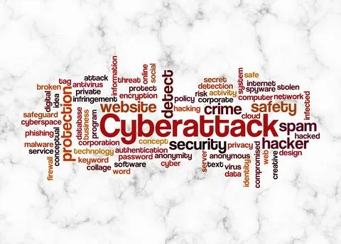 Word Cloud with CYBERATTACK concept create with text only Illustrazione stock