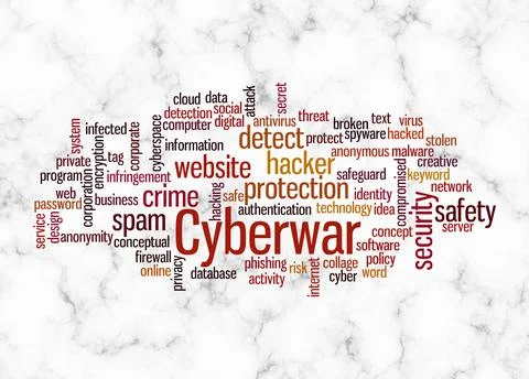 Word Cloud with CYBERWAR concept create with text only Stock Illustration