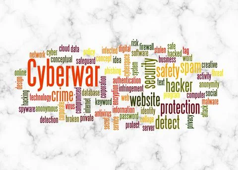 Word Cloud with CYBERWAR concept create with text only 스톡 일러스트