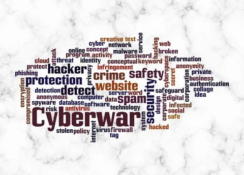 Word Cloud with CYBERWAR concept create with text only Illustrazione stock