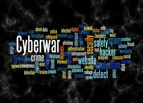 Word Cloud with CYBERWAR concept create with text only Stock Illustration