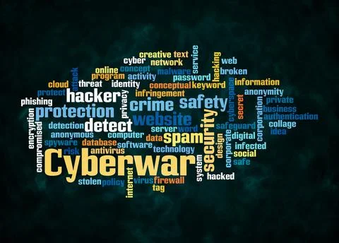 Word Cloud with CYBERWAR concept create with text only イラスト素材