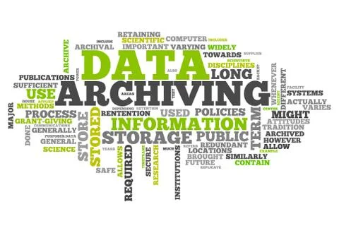 Word cloud data archiving Stock Illustration