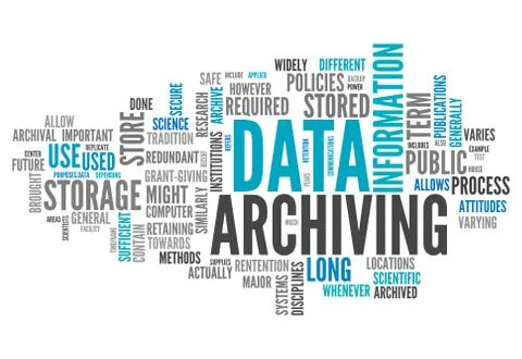 Word cloud data archiving Stock Illustration