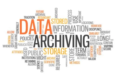 Word cloud data archiving Stock Illustration