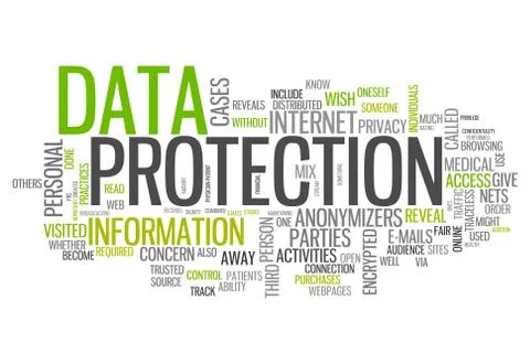 Word cloud data protection Stock Illustration