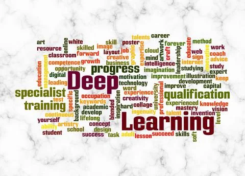 Word Cloud with DEEP LEARNING concept create with text only 스톡 일러스트