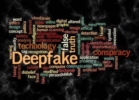 Word Cloud with DEEPFAKE concept create with text only Stock Illustration