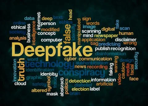 Word Cloud with DEEPFAKE concept create with text only Illustrazione stock
